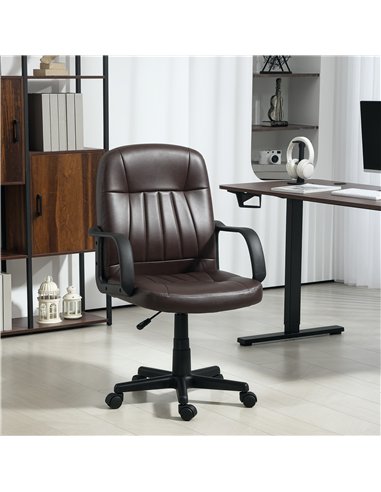 HOMCOM Swivel Executive Chair PU Leather Computer Desk Chair, Dark Brown