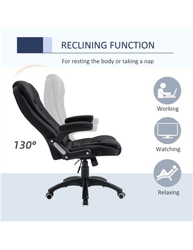 Vinsetto Ergonomic Office Chair Comfortable Desk Chair with Armrests Adjustable Height Reclining and Tilt Function Black