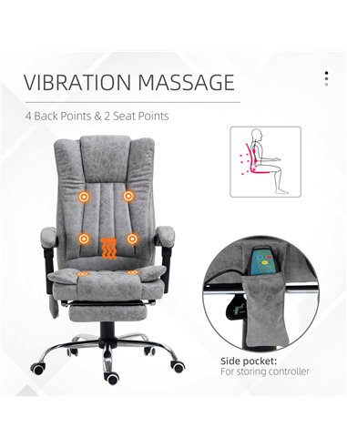 Vinsetto 6 Point Vibrating Massage Office Chair with Heat, Breathable Faux Leather Office Chair with High Back, Height Adjustabl