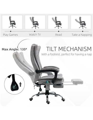 Vinsetto 6 Point Vibrating Massage Office Chair with Heat, Breathable Faux Leather Office Chair with High Back, Height Adjustabl