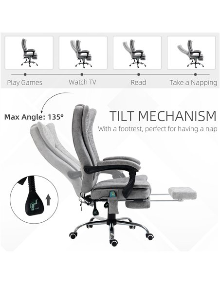 Vinsetto 6 Point Vibrating Massage Office Chair with Heat, Breathable Faux Leather Office Chair with High Back, Height Adjustabl - pic 120464 | FastDaddyshop
