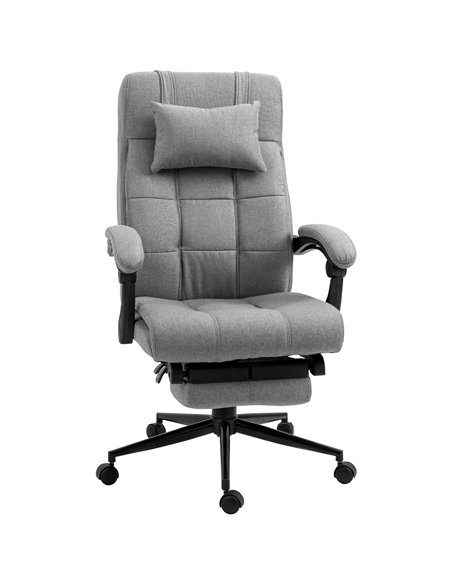 Vinsetto Office Chair with Footrest Ergonomic Office Chair with Armrests Lumber Support and Headrest Light Grey - pic 120468 | FastDaddyshop