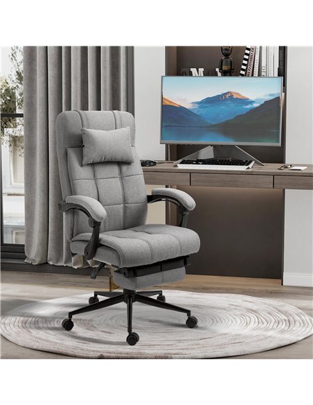 Vinsetto Office Chair with Footrest Ergonomic Office Chair with Armrests Lumber Support and Headrest Light Grey - pic 120469 | FastDaddyshop