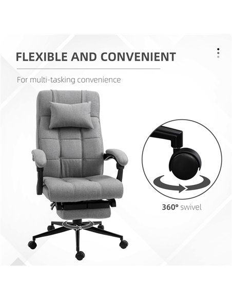 Vinsetto Office Chair with Footrest Ergonomic Office Chair with Armrests Lumber Support and Headrest Light Grey - pic 120473 | FastDaddyshop
