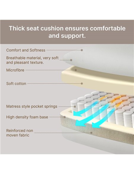 Vinsetto Home Office Chair Microfibre Desk Chair with Reclining Function Armrests Swivel Wheels Footrest Beige - pic 120483 | FastDaddyshop