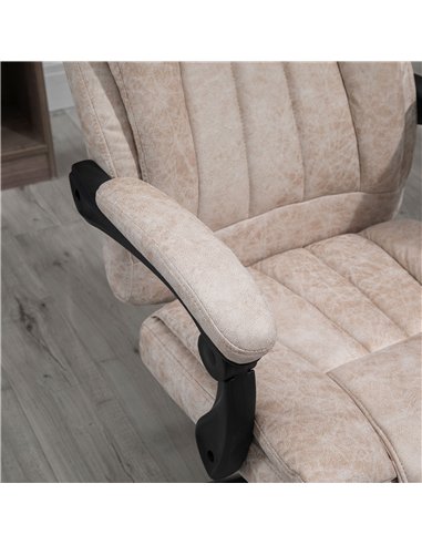 Vinsetto Home Office Chair Microfibre Desk Chair with Reclining Function Armrests Swivel Wheels Footrest Beige