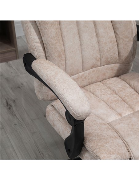 Vinsetto Home Office Chair Microfibre Desk Chair with Reclining Function Armrests Swivel Wheels Footrest Beige - pic 120484 | FastDaddyshop