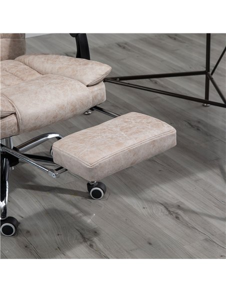 Vinsetto Home Office Chair Microfibre Desk Chair with Reclining Function Armrests Swivel Wheels Footrest Beige - pic 120485 | FastDaddyshop