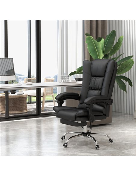 Vinsetto High Back Vibration Massage Office Chair, Heated Reclining PU Leather Computer Chair with 135° Reclining Back and Footr - pic 120487 | FastDaddyshop