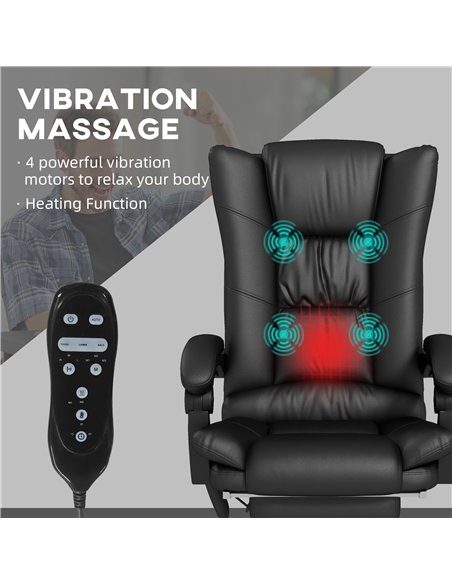 Vinsetto High Back Vibration Massage Office Chair, Heated Reclining PU Leather Computer Chair with 135° Reclining Back and Footr - pic 120489 | FastDaddyshop