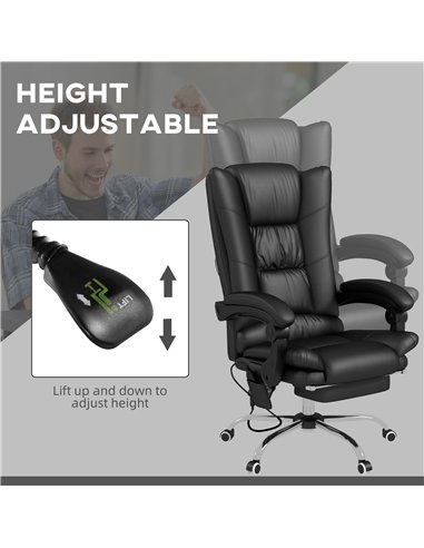 Vinsetto High Back Vibration Massage Office Chair, Heated Reclining PU Leather Computer Chair with 135° Reclining Back and Footr