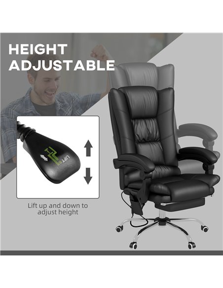 Vinsetto High Back Vibration Massage Office Chair, Heated Reclining PU Leather Computer Chair with 135° Reclining Back and Footr - pic 120490 | FastDaddyshop