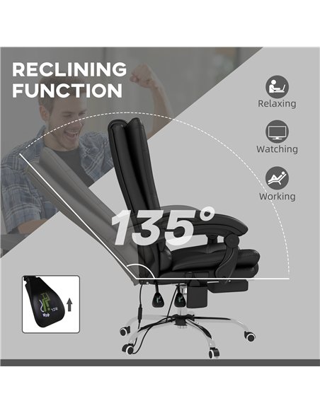 Vinsetto High Back Vibration Massage Office Chair, Heated Reclining PU Leather Computer Chair with 135° Reclining Back and Footr - pic 120491 | FastDaddyshop