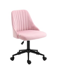 Vinsetto Velvet-Feel Armless Office Chair - Pink