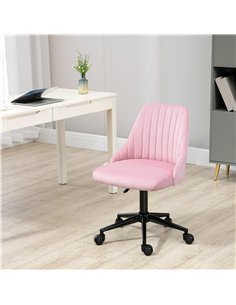 Vinsetto Velvet-Feel Armless Office Chair - Pink 2