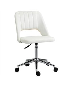 Vinsetto Armless Velvet-Feel Office Chair - Cream White