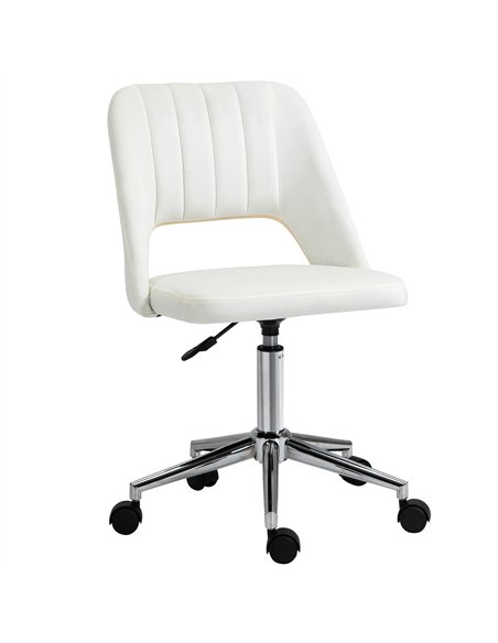 Vinsetto Armless Velvet-Feel Office Chair - Cream White - pic 120504 | FastDaddyshop