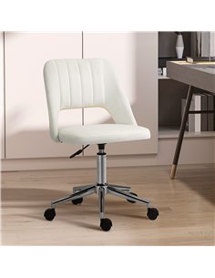 Vinsetto Armless Velvet-Feel Office Chair - Cream White 2