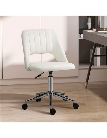 Vinsetto Armless Velvet-Feel Office Chair - Cream White - pic 120505 | FastDaddyshop