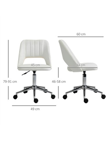 Vinsetto Armless Velvet-Feel Office Chair - Cream White