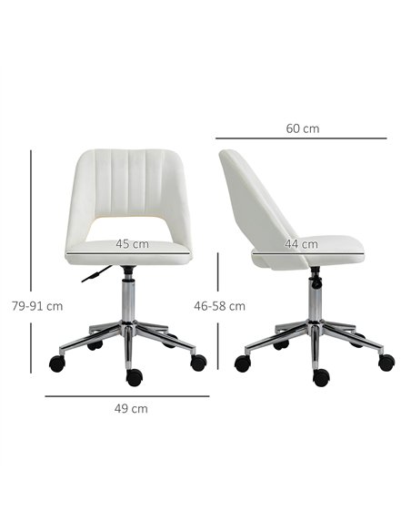 Vinsetto Armless Velvet-Feel Office Chair - Cream White - pic 120506 | FastDaddyshop
