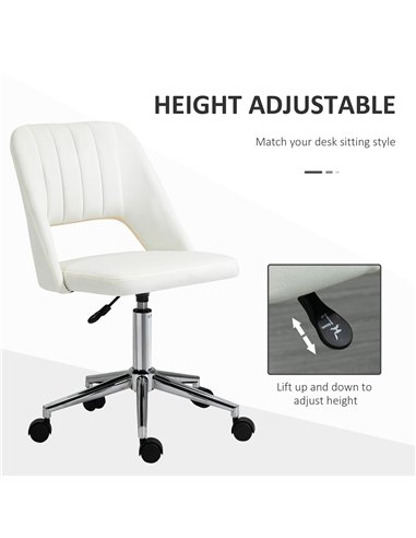 Vinsetto Armless Velvet-Feel Office Chair - Cream White