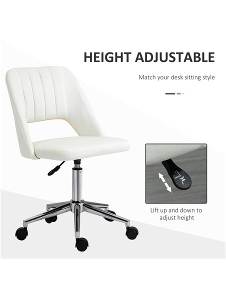 Vinsetto Armless Velvet-Feel Office Chair - Cream White - pic 120507 | FastDaddyshop