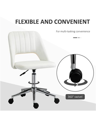 Vinsetto Armless Velvet-Feel Office Chair - Cream White