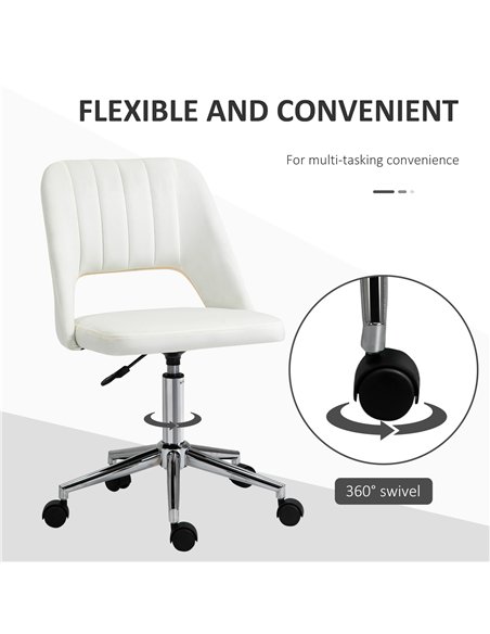 Vinsetto Armless Velvet-Feel Office Chair - Cream White - pic 120509 | FastDaddyshop