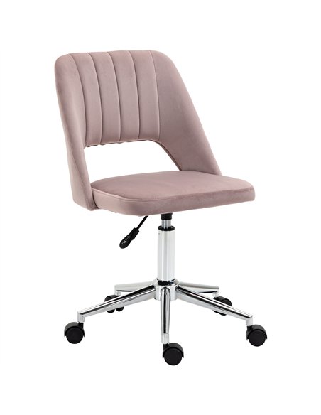 Vinsetto Armless Velvet-Feel Office Chair - Pink - pic 120513 | FastDaddyshop