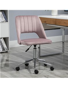 Vinsetto Armless Velvet-Feel Office Chair - Pink 2