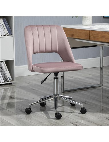 Vinsetto Armless Velvet-Feel Office Chair - Pink