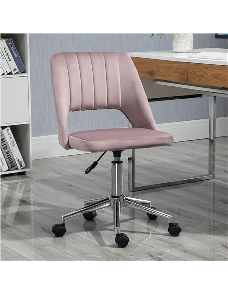 Vinsetto Armless Velvet-Feel Office Chair - Pink - pic 120514 | FastDaddyshop