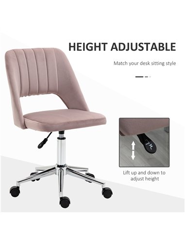 Vinsetto Armless Velvet-Feel Office Chair - Pink