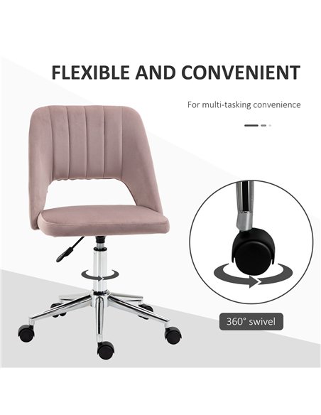 Vinsetto Armless Velvet-Feel Office Chair - Pink - pic 120518 | FastDaddyshop
