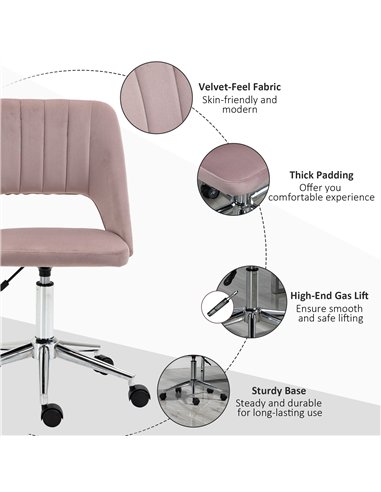 Vinsetto Armless Velvet-Feel Office Chair - Pink
