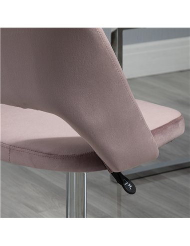 Vinsetto Armless Velvet-Feel Office Chair - Pink