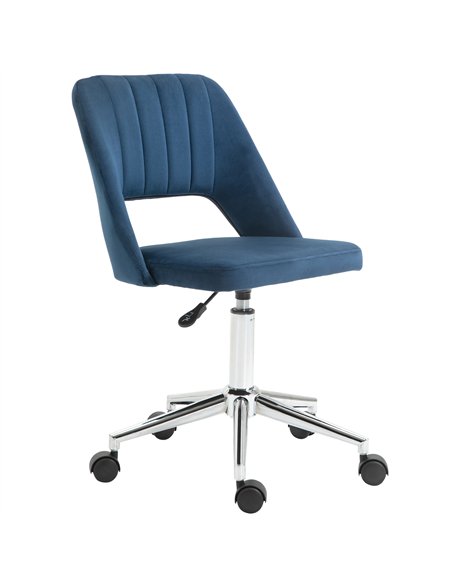 Vinsetto Armless Velvet-Feel Office Chair - Dark Blue - pic 120522 | FastDaddyshop