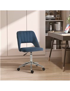 Vinsetto Armless Velvet-Feel Office Chair - Dark Blue 2
