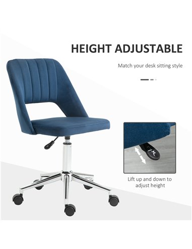 Vinsetto Armless Velvet-Feel Office Chair - Dark Blue