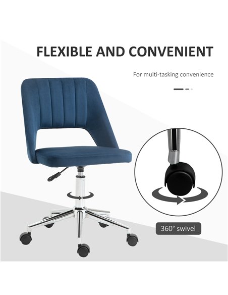 Vinsetto Armless Velvet-Feel Office Chair - Dark Blue - pic 120527 | FastDaddyshop