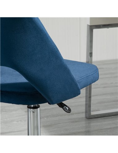Vinsetto Armless Velvet-Feel Office Chair - Dark Blue