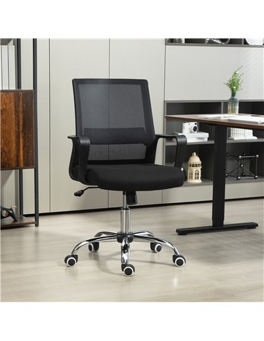 Vinsetto Mesh Back Office Chair, with Wheels - Black