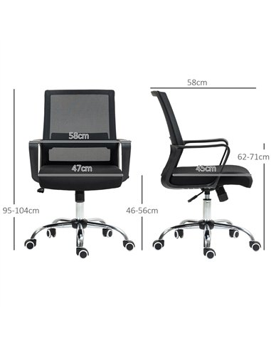 Vinsetto Mesh Back Office Chair, with Wheels - Black