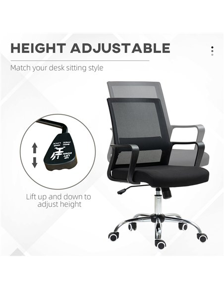 Vinsetto Mesh Back Office Chair, with Wheels - Black - pic 120534 | FastDaddyshop