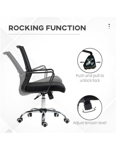 Vinsetto Mesh Back Office Chair, with Wheels - Black