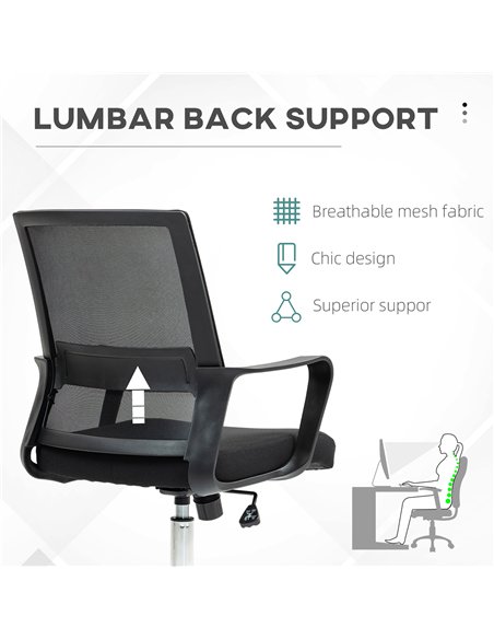 Vinsetto Mesh Back Office Chair, with Wheels - Black - pic 120536 | FastDaddyshop