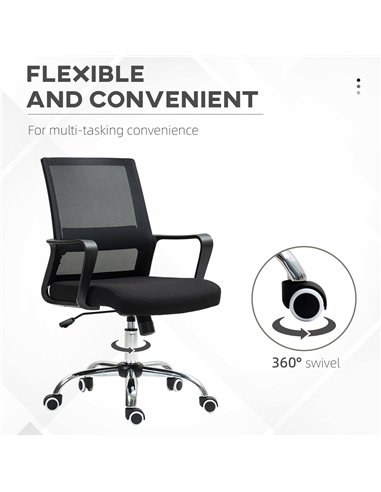 Vinsetto Mesh Back Office Chair, with Wheels - Black