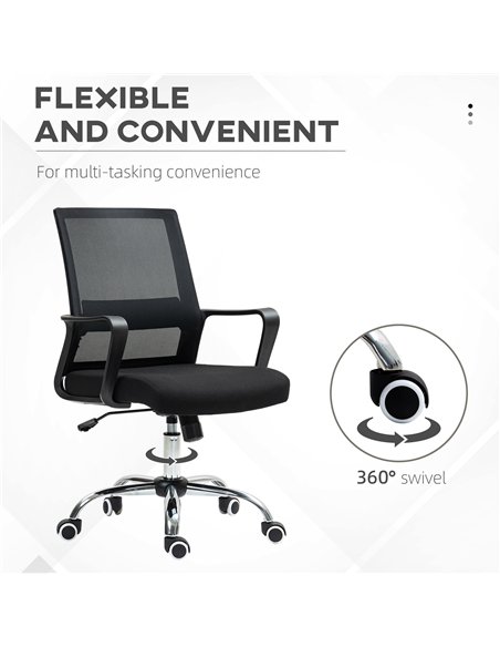 Vinsetto Mesh Back Office Chair, with Wheels - Black - pic 120537 | FastDaddyshop