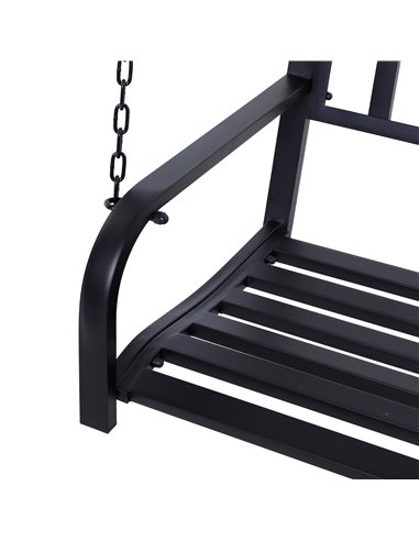 Outsunny Garden Swing Chair Patio Metal 2 Seater Swing Bench Porch Balcony Bench Loveseat Minimalist Style - Black